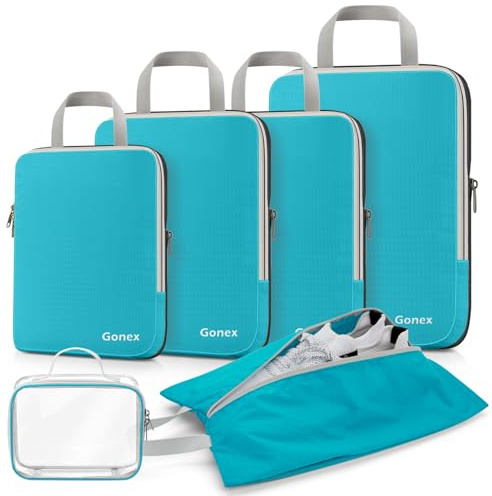 Gonex Set Organizer per Valigia 6 Pezzi con Compressione