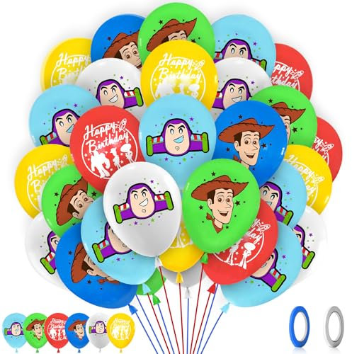 NTGFU Decoraciones de cumpleaños para niñas y niños, 32 globos de cumpleaños, globos de látex para niños, globos de feliz cumpleaños, globos de fiesta para decoraciones temáticas de feliz día de