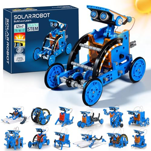 OMWay 12-in-1 Solar Robot Toys, STEM Educational Experiment DIY Robotics Set, Science Kits for Kids Age 8-10, Solar Powered Building Set Gifts for Boys Teens Age 8-12