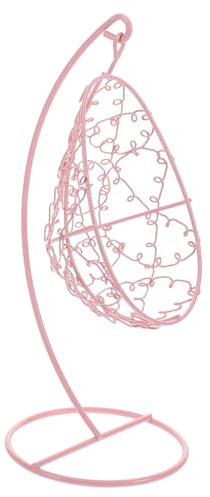 BESTonZON Miniature Metal Hammock Swing Chair for Dollhouse and Garden Decoration, Pink Mini Swing Accessory Hanging Sling for Indoor and Outdoor Patio Ornament