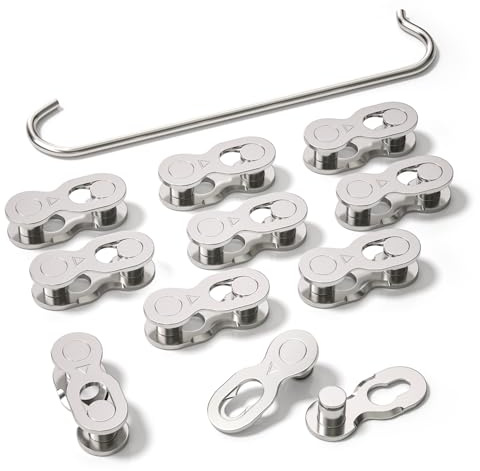 PCVANLEY 10 paires de maillons de chaîne de vélo réutilisables à attache rapide 6/7/8 vitesses avec crochet, compatibles avec les accessoires de connexion de chaîne de vélo