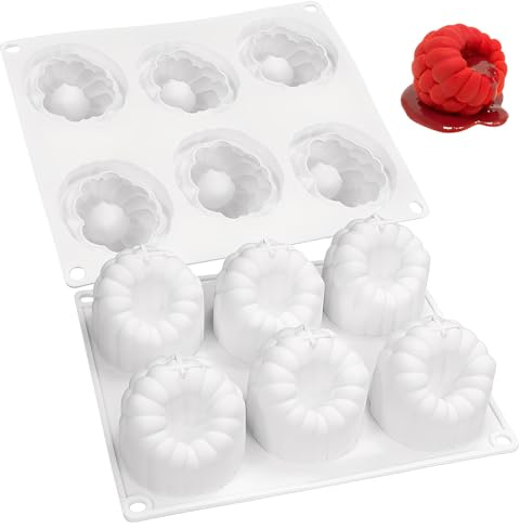 GIDWRIY Dessert Moule en Forme de Framboise 6 Cavités,Moule Mousse Au Chocolat,Moules à Gateau en Silicone,Pudding Moules Silicone Patisserie,Chocolate Mold Réutilisable pour Bonbons, Gelée, Glaçons