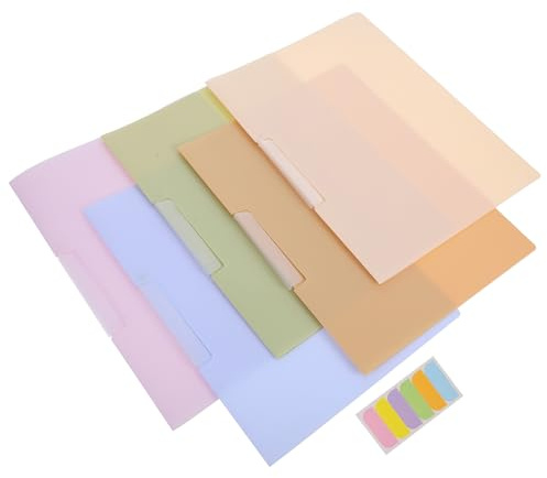 TOGEVAL 5 piezas Carpetas Plásticas con Pinza Giratoria y Carta de Colores Resistente Material PP Diseño Lateral para Acceso Rápido Organizador para Oficina y Escuela