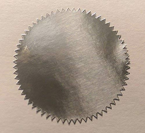 Audioprint Ltd. Pack of 200-41mm Starburst Notary/Legal/Certificate Seals - Colour Code Stickers/Sticky Labels - Choose Your Colour/s (Shiny Silver)
