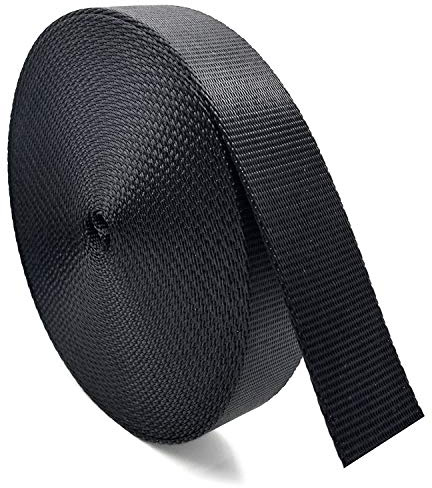 1 Roll 10 Yards 1.5 Inch Wide Flat Nylon Webbing Strap for DIY Making Luggage Strap, Dog Leashes, Lawn Chairs, Hammocks, Towing, Outdoor Activities, Canoe Seat, Furniture, Slings - Black