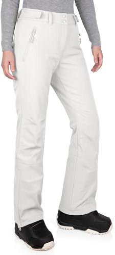 33,000ft Damen Skihose Outdoorhose Wasserdicht Winddichte Softshellhose Warme Gefütterte Trekkinghose Atmungsaktive Schnelltrocknende Thermohose Wanderhose Winter, Weiß 40W*31L