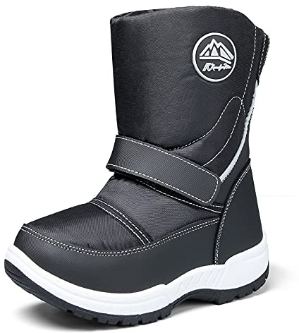 K KomForme Kids Warm Waterproof Outdoor Boots, Size 3 Big, Black