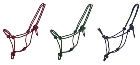 NETPROSHOP Knotenhalfter Pferdehalfter Bordeaux, blau oder grün, Gr. Mini Shetty bis XL Full, Groesse:Mini Shetty, Farbe:Dunkelgruen