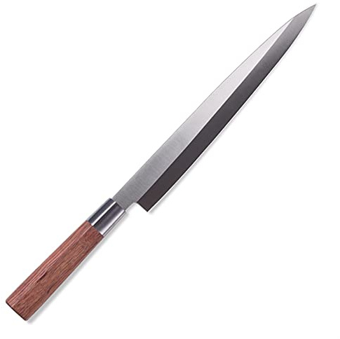 Yanagiba Sashimi Slicing Chef Knife High Carbon Acciaio inossidabile 270mm Lama Cooking Coltello professionale Coltello da cuoco (Color : A Red, Kitchen Knife Size : 10 inch)