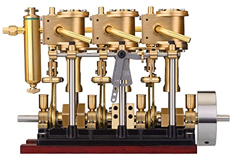 YAKI Maquina de vapor de tres cilindros con vaso de aceite, mini motor de metal vertical para máquina de vapor de 80 a 120 cm, modelo buque (caldera no incluida), 11,1 x 4,8 x 10,1 cm