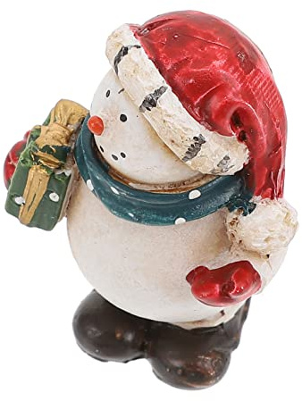 Operitacx Figurine Bonhomme De Neige en RéSine Miniature DéCoration De NoëL pour Bureau Et Maison Ambiance Festive Micro Paysage 6X5X3Cm