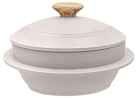 Bobikuke Koreanische Steinschale mit Deckel, 24 cm Dolsot Bibimbap Schale für Hot Pot Suppe - Weiß