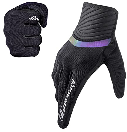 Harssiney Motorrad Handschuhe Herren Damen,Motoradhandschuhe Sommer Motocross Motorrad Handschuhe Herr EUDE Foam Schutz Touchscreen Motorcycle Gloves (SCHWARZ, XXL)