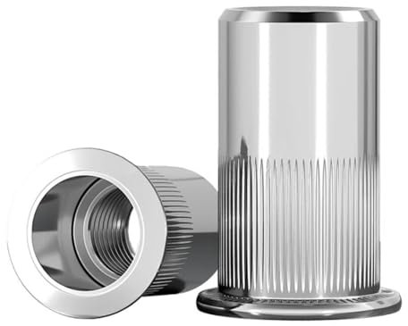 Dayalo 25 Stück Nietmuttern M4, Edelstahl A2 V2A Einpressmuttern, Hülsenmutter Gewindenieten, Runde Flachkopf Gewinde Rivet Nutsert Einnietmuttern, Blindnietmuttern Verwendet für Bleche, Elektrogeräte