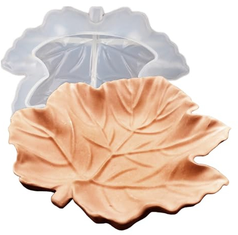 Japleed Stampi in silicone testurizzato, stampi in resina per calcestruzzo a forma di foglia d'acero, vassoio per gioielli con foglie, portacandele, stampi in resina epossidica per riporre oggetti