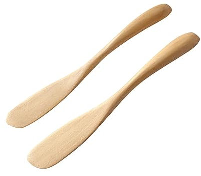 CIYODO 2piezas Esparcidor Mantequilla y Cuchillo Madera Natural Para Untar Queso Crema y Mermelada Decoración Tartas y Repostería