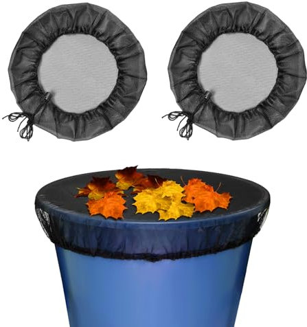 MAJOYLIFE 2 Stück Regentonnennetz,Verstellbare Regentonnenabdeckung,60cm Regentonnennetz zum Schutz vor Laub,Unrat und Insekten,passend für 30-55cm Fässer (60CM)