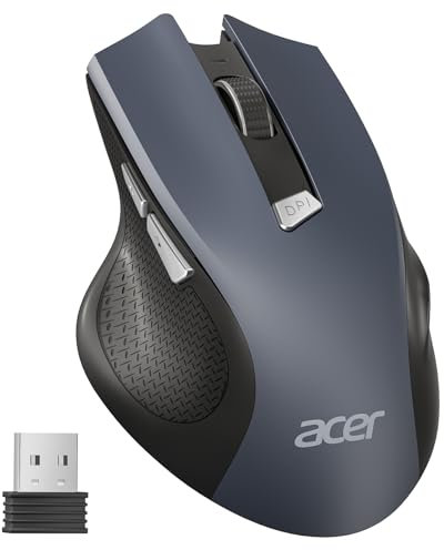 acer Maus Kabellos, 2.4GHz 1600 DPI Funkmaus, 3 Einstellbare DPI Wireless Mouse mit 6 Tasten, Batteriebetriebene Kabellose Maus für Laptop, PC und MacBook, Empfohlen für Rechtshänder