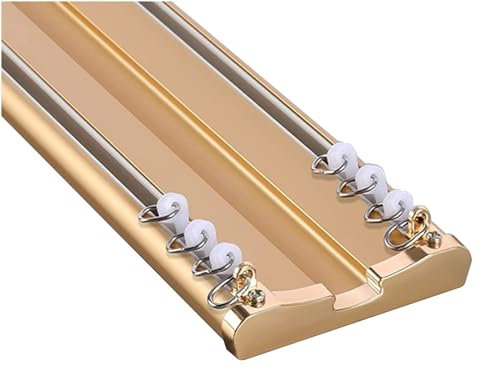 Varillas corredizas de aleación de aluminio de alta resistencia con doble riel de cortina extra gruesas, 2 m, color dorado, ideal para decoración del hogar y gestión del espacio