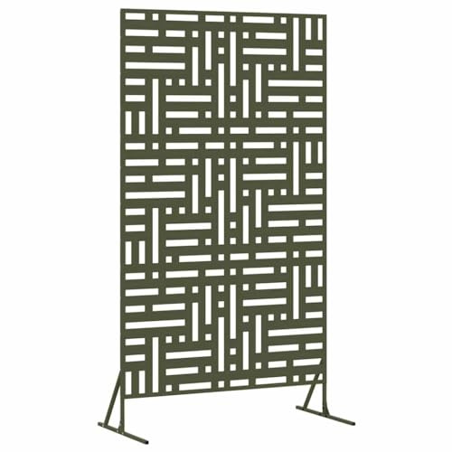 vidaXL Sichtschutz Oliv 100 x 50 x 180 cm Stahl, Moderner Sichtschutz für Garten und Terrasse, Outdoor Raumteiler, rechteckiges Stahlpaneel