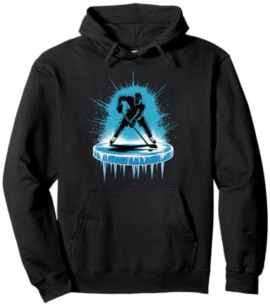 Hockey Su Ghiaccio Illustrazione Grafica Sport Invernale Felpa con Cappuccio