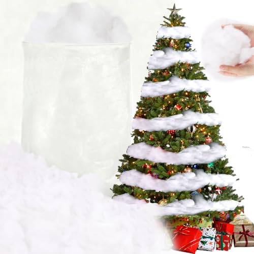 LOMIMOS 200 g neve artificiale decorativa, finta neve cotone per albero di Natale, in cotone decorativo ad alta elasticità, morbido e soffice, decorazione natalizia per albero