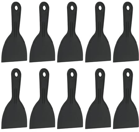 HARFINGTON 10pcs Putty Knife Scraper 4 Width Flexible Plastic Putty Knife Paint Scraper Tool for Taping Drywall Spreading Painting Wall Scratching Black