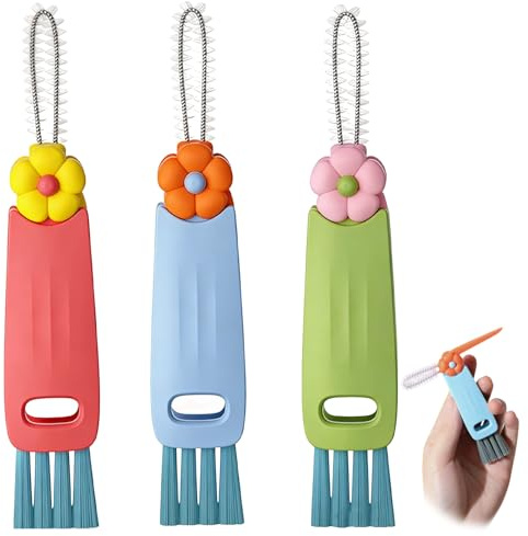 Hautllaif 3-in-1 Cup Lid Cleaning Brush Set – Multifunktionale Flaschen- und Becherdeckel-Reinigungsbürste, ideal für Enge Spalten und Ritzen, 12.8x2.4x2cm