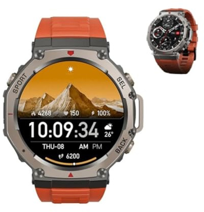 ZWOIVHE Sekoda GPS Sports Smartwatch,Monitor De Ritmo Cardíaco Y Sueño,6 Sistemas De Satélite GPS Doble Banda,170 Modo Deportes De Aventura,para Android iPhone (Rojo)