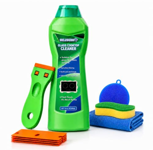 Glass Cooktop Cleaner Kit - Includes 400mL Stove Top Cleaner, Scraper