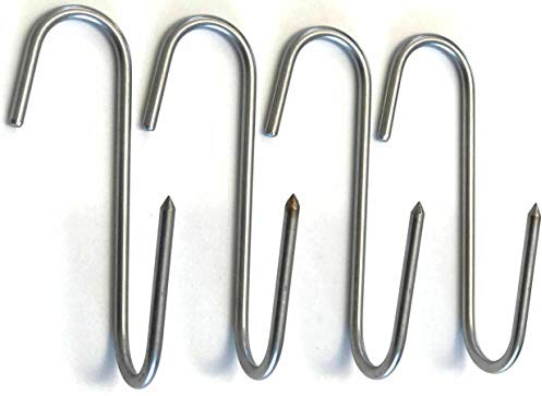 RiversEdge Products Stainless Meat Hooks, Smoker Hook, 7 Right Angle, 4 Pack