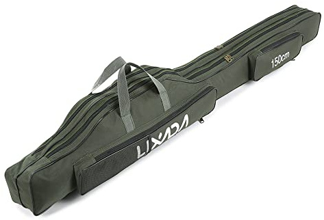 Lixada Fishing Rod Case, Portable Folding Fishing Rod Case Fishing Pole Reel Storage Bag Fishing Gears Organizer