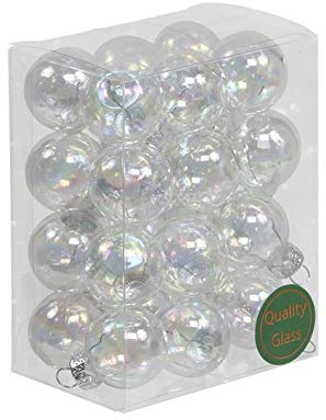 24 STK Kugeln KLAR TRANSPARENT Glaskugeln Christbaumkugeln Weihnachtsdeko Christbaumschmuck Weihnachtskugeln Hänger Deko Weihnachten