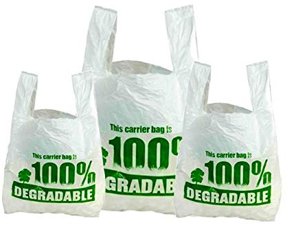 Capra Falconeri Carrier Bags (11x17x21 Inch) Large White Plastic Bags with Handles - Strong 100% Carrier Bags Degradable Vest Reusable Recyclable Shopping Bag Eco Friendly Plastic Bags