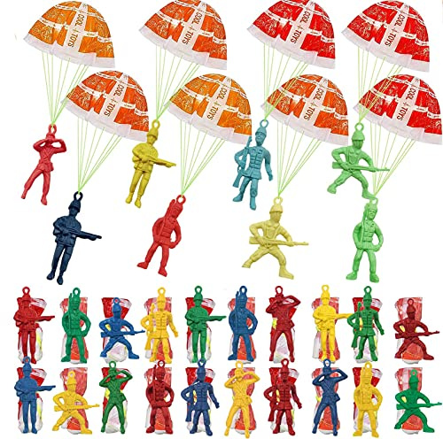 Harxin 24 Piezas Set de Juguetes de Paracaídas para Adultos | Paracaidistas Mini Lanzables a Mano, Anti-Estrés al Aire Libre, Ideal para Reuniones y Regalos de Cumpleaños