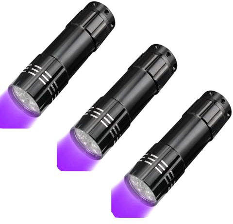 POCKETMAN Portable UV Flashlight 395-400nm Black Light Flashlights Ultraviolet Zoomable Torch Pet Urine Stains Fluorescent Agent Detector (3 Pack)