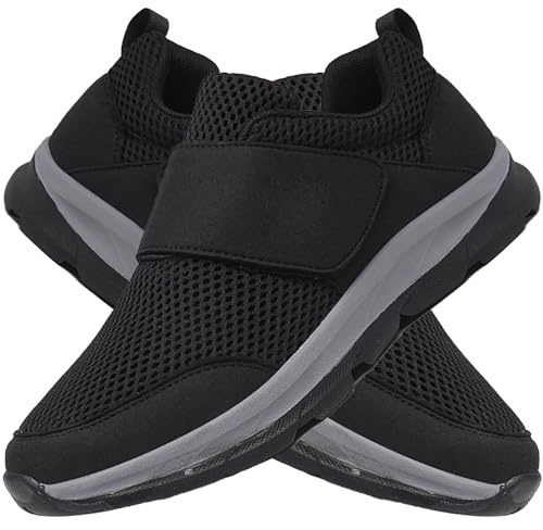 AEHO Orthopädische Leichte Schuhe Extra Weite Laufschuhe Herren Straßenlaufschuhe Bequeme atmungsaktive Outdoor Joggingschuhe rutschfest Turnschuhe,Schwarz,44/270mm