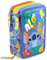 Clondo 3-Fach Federmäppchen – 45-teilig, komplett gefüllt – mit Schere, Kleber, Buntstiften & Filzstiften – Federtasche für Stitch Fan – Blau – Ideal für die Schule & als Geschenk für Mädchen