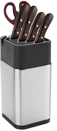 Universal Messerblock, Edelstahl Messerhalter ohne Messer Inklusive Schärfkanten und Scherensockel Multifunktionaler Messerhalter Messerblockhalter Knife Block Holder