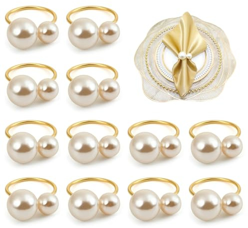 Tissting Anneaux de Serviette 12Pcs en Métal Doré Cadeau de Décoration de Table pour Événements Spéciaux - Ensemble de Porte-Serviettes Élégants pour Mariages Réunions Familiales et Fêtes