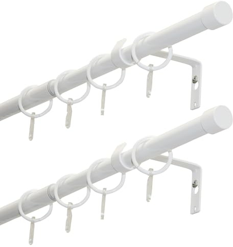 GARDINIA Set di 2 bastoni per tende Cap, 1 binario, Ø 19/16 mm, asta per tende, estensibile su entrambi i lati, 120-190 cm o 180-310 cm, bianco