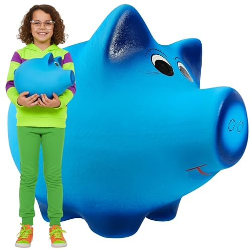 Hucha de cerámica XXL – Hucha grande tradicional sin apertura para romper, hucha de cerdito pintada a mano para niños, niños, niñas y adultos, hucha decorativa