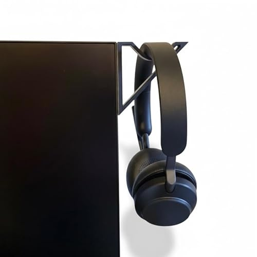 OTTER INTERIORS Monitor Headphone Hook - 2 Pack, Slimline Headset Hook with Tesa Adhesive Mounting, Space-Saving Desk Organiser for Headphones
