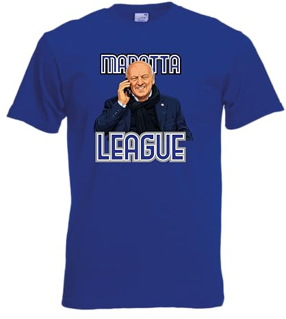 D&Vlab T-Shirt Maglia Maglietta da Uomo Personalizzata Sfottò per Tifosi Interisti Neroazzurri MAROTTA League Ultras Calcio (Blu Royal)