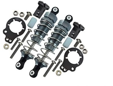 GPM RACING Tamiya Lunch Box Upgrade Parts Aluminium Rear Adjustable Spring Damper (75mm) & Protector Mount - 1Pr Set Grey Silver