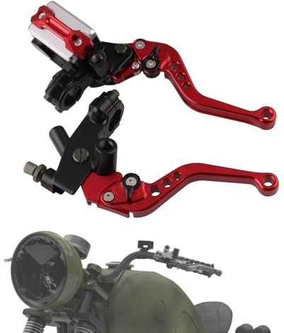 Sporacingrts 1 Pair 7/8 Handlebar Motorcycle Brake Clutch Lever with Master Cylinder Reservoir Compatible with Yamaha Kawasaki Suzuki(Universal)