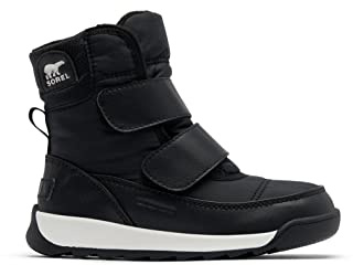 Sorel Whitney 2 Strap Waterproof Unisex Kids Winter Boots, Black Black X Sea Salt, 5 UK