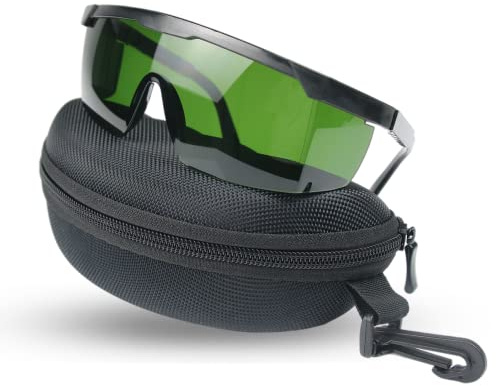 YYwenting Gafas de seguridad láser IPL para protección ocular, gafas de seguridad para depilación láser de 200 nm a 2000 nm, tratamiento y cosmetología láser, protección ocular con funda (verde)