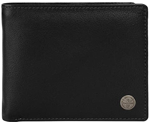 Chiemsee kleine Geldbörse im Querformat Echt Leder Herren RFID-Schutz, 8 Kartenfächer, praktische Fächeraufteilung, Sichtfach für Ausweis, stilvolles Portemonnaie schwarz 021769
