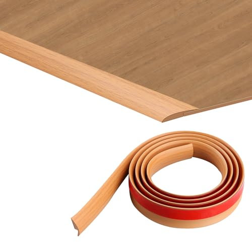 TECDW 2M Barre De Seuil Adhesive, Bande de Seuil de Porte, Profilé de Transition de Tapis, Moquette et Sol Stratifié Profilé de Rattrapage pour Hauteur de Transition Inférieure à 5 mm (Chêne jaune)